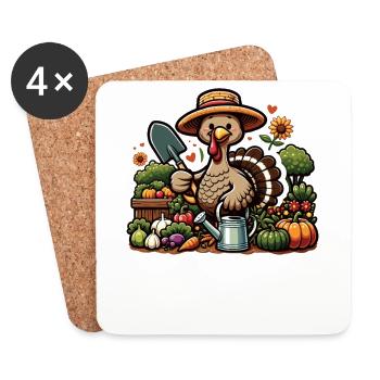 Thanksgiving Garten Truthahn Gärtner Gemüse - Untersetzer (4er-Set) - Weiß - Vorne