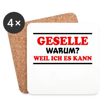 Geselle Spruch Lustiges Gesellenprüfung Geschenk - Untersetzer (4er-Set) - Weiß - Vorne