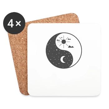 Day and Night Yin and Yang Sign - Coasters (set of 4) - white - Front