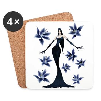 Lady lily bleu - Dessous de verre (lot de 4) - blanc - Devant