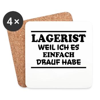 Lagerist Spruch Logistik Lustige Lagerist Geschenk - Untersetzer (4er-Set) - Weiß - Vorne