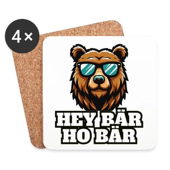 Hey Bär Ho Bär lustiges Survival Outdoor - Untersetzer (4er-Set) - Weiß - Vorne