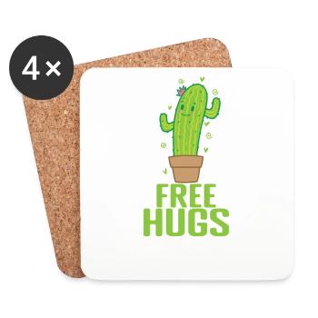 Free Hugs Cactus Plant - Coasters (set of 4) - white - Front