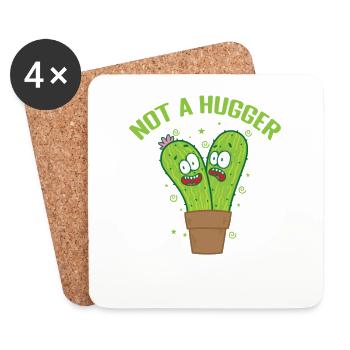 Not a Hugger Cactus Plant - Coasters (set of 4) - white - Front