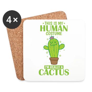 This is my Human Costume I'm really a Cactus - Coasters (set of 4) - white - Front