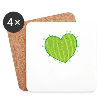 Cactus Heart Plant - Coasters (set of 4) - white - Front