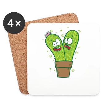 Cacti Plants Nature - Coasters (set of 4) - white - Front