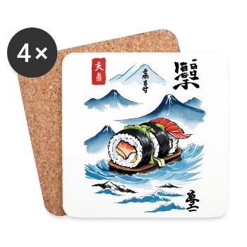 Ukiyo-e Sushi Japanese Streetwear Art - Coasters (set of 4) - white - Front