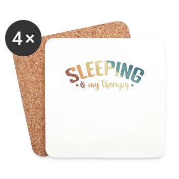 Sleeping is my Therapy Dream Tired - Coasters (set of 4) - white - Front