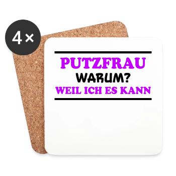 Putzfrau Spruch Reinigungskraft Putzfrau Geschenk - Untersetzer (4er-Set) - Weiß - Vorne