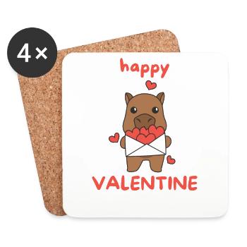 Capybara zum Valentinstag süße Tiere mit Herzen - Untersetzer (4er-Set) - Weiß - Vorne
