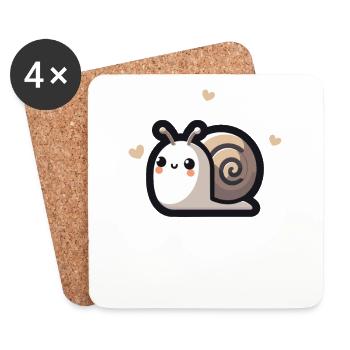 Kawaii escargot mignon motif - Dessous de verre (lot de 4) - blanc - Devant