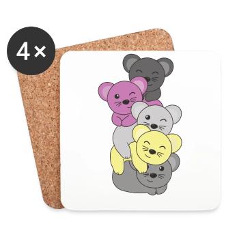 Perigirl Flag Pride LGBTQ süßer Maus Stapel - Untersetzer (4er-Set) - Weiß - Vorne