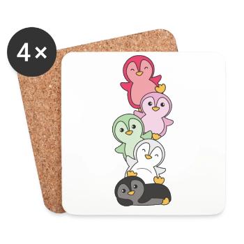 recipromantic Flag Pride LGBTQ süße Pinguin - Untersetzer (4er-Set) - Weiß - Vorne