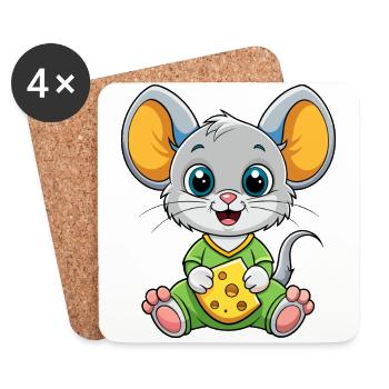 Käse liebende Maus - Untersetzer (4er-Set) - Weiß - Vorne