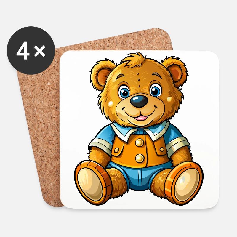 Süßer Teddy - Untersetzer (4er-Set) - Weiß