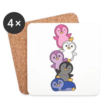 Genderfluid Flag Pride LGBTQ Cute Penguin - Coasters (set of 4) - white - Front
