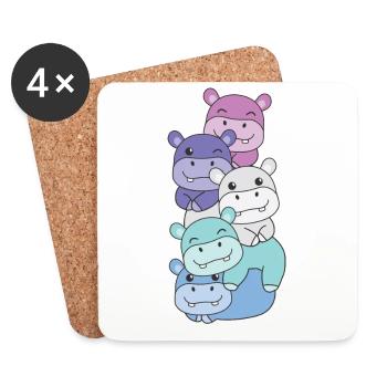 Spectrasexual Flag Pride LGBTQ Hippopotame mignon - Dessous de verre (lot de 4) - blanc - Devant