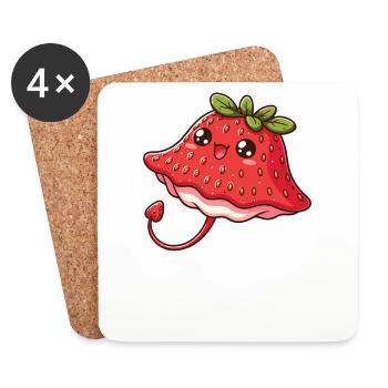 Strawberry stingray funny animal made of fruit - Coasters (set of 4) - white - Front