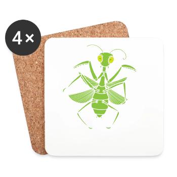 Mante religieuse insecte - Dessous de verre (lot de 4) - blanc - Devant