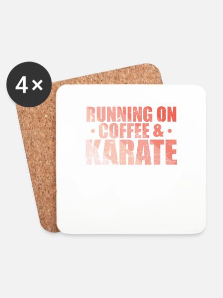 Running on Coffee & Karate - Coasters (set of 4) - white