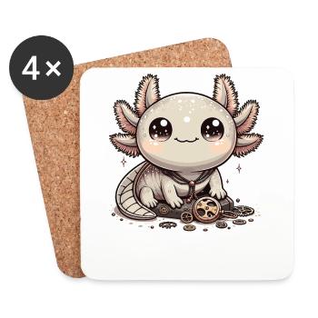Kawaii Steampunk Axolotl Fantasy Axolotl amant - Dessous de verre (lot de 4) - blanc - Devant