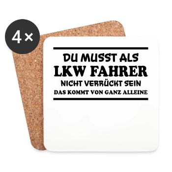 LKW Fahrer Spruch Job Lustiges LKW Fahrer Geschenk - Untersetzer (4er-Set) - Weiß - Vorne