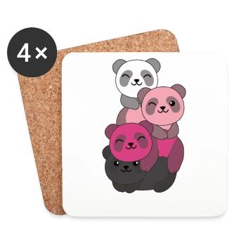 transfem Flag Pride LGBTQ süße Panda - Untersetzer (4er-Set) - Weiß - Vorne