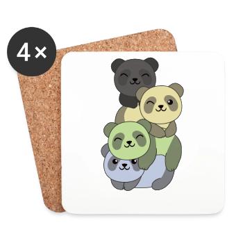 cassgender Flag Pride LGBTQ süße Panda - Untersetzer (4er-Set) - Weiß - Vorne