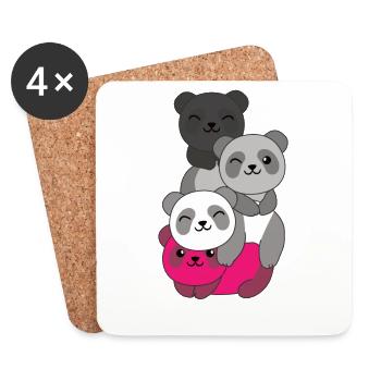 Gynephilia Flag Pride LGBTQ süße Panda - Untersetzer (4er-Set) - Weiß - Vorne
