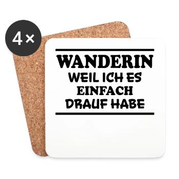 Wanderin Lustiger Spruch Outdoor Wanderer Geschenk - Untersetzer (4er-Set) - Weiß - Vorne