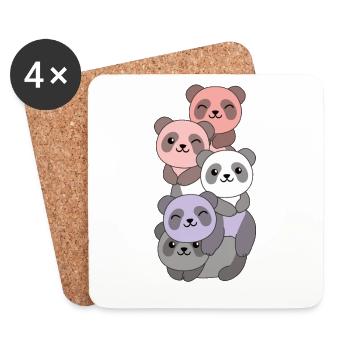 cupioromantic Flag Pride LGBTQ Cute Panda - Coasters (set of 4) - white - Front