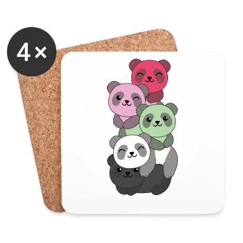 recipromantic Flag Pride LGBTQ süße Panda - Untersetzer (4er-Set) - Weiß - Vorne