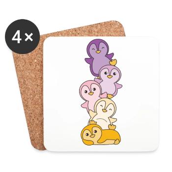 Trixic Flag Pride LGBTQ süße Pinguin - Untersetzer (4er-Set) - Weiß - Vorne