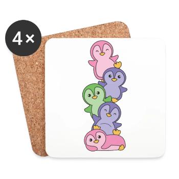 Trigender Flag Pride LGBTQ süße Pinguin - Untersetzer (4er-Set) - Weiß - Vorne