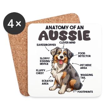Hunde Erklärung Anatomy eines Australian Shepherd - Untersetzer (4er-Set) - Weiß - Vorne