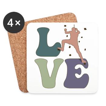 LOVE Wall Climbing Indoor Wall Climber Bouldering - Coasters (set of 4) - white - Front