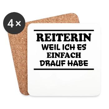 Reiterin Spruch Pferde Reiten Reiterin Geschenk - Untersetzer (4er-Set) - Weiß - Vorne