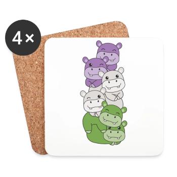 Genderqueer Flag Pride LGBTQ süße Hippo - Untersetzer (4er-Set) - Weiß - Vorne