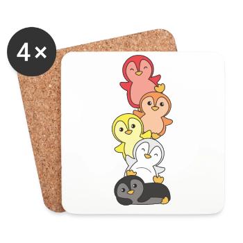 Lithsexuell Flag Pride LGBTQ süße Pinguin - Untersetzer (4er-Set) - Weiß - Vorne