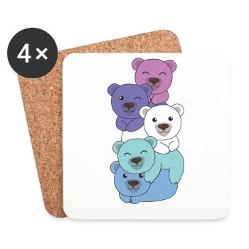 Spectrasexual Flag Pride LGBTQ Ours mignon - Dessous de verre (lot de 4) - blanc - Devant