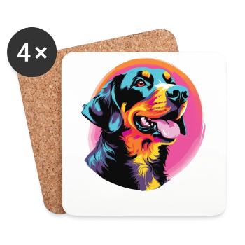 Watercolor Colorful Entlebucher Mountain Dog - Coasters (set of 4) - white - Front