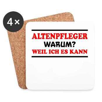 Altenpfleger Spruch Lustiges Altenpfleger Geschenk - Untersetzer (4er-Set) - Weiß - Vorne