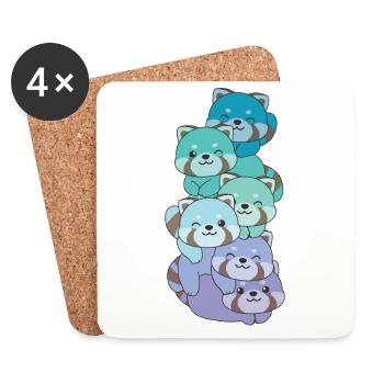 Neptunic Flag Pride LGBTQ Mignon Panda roux Stack - Dessous de verre (lot de 4) - blanc - Devant