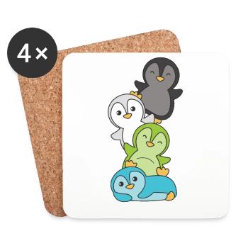 quiosexuell Flag Pride LGBTQ süße Pinguin - Untersetzer (4er-Set) - Weiß - Vorne