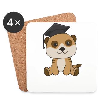 Les enfants de la maternelle l’ont cloué Meerkat Graduation - Dessous de verre (lot de 4) - blanc - Devant