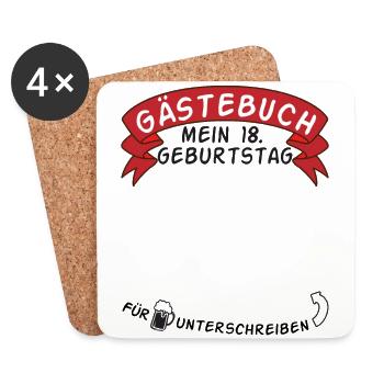 Gästebuch Mein 18. Geburtstag Geschenkidee - Untersetzer (4er-Set) - Weiß - Vorne