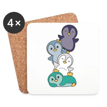 oriented aroace flag pride LGBTQ cute penguin - Coasters (set of 4) - white - Front