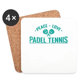 Peace Love Padel Tennis - Untersetzer (4er-Set) - Weiß - Vorne