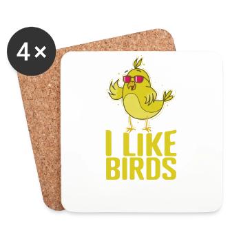 J’aime les oiseaux canaris - Dessous de verre (lot de 4) - blanc - Devant